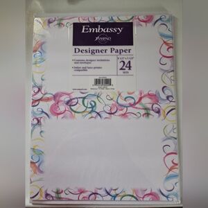 Embasay Designer Paper Invitations with Envelopes Multicolor Swirl 24 Sets